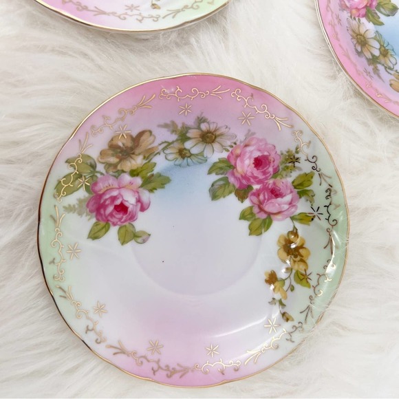 Vintage R. S. Prussia Replacement Chocolate Set Saucer Roses Pink Green Blue - Picture 5 of 6